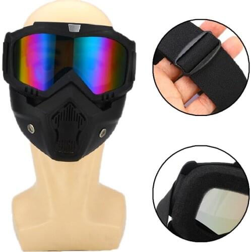 Top Quality Protective Glasses Windproof Eyewear with Mask Goggles Camping Hiking Eyewear 2 Colors Detachable Motorbike Masks
