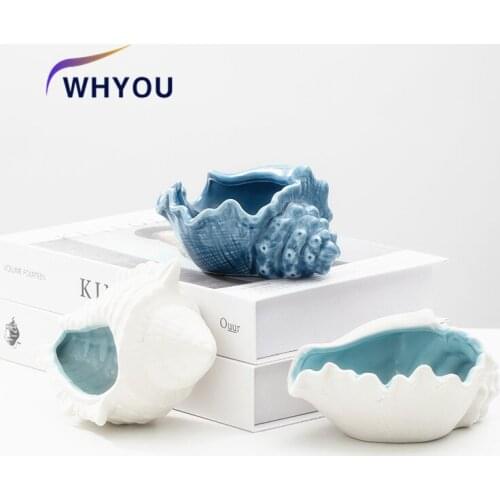 NEWYEANEW Ashtray Creative conch shell Ceramic Ashtray for Car Ornament Home Furnishing Decoration Boyfriend Wedding Gift