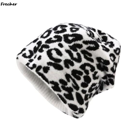 Female Autumn and Winter Cashmere Wild Korean Harajuku Style Ins Zebra Cows Pattern Dome Thickened Woolen Cap For Men Women Caps