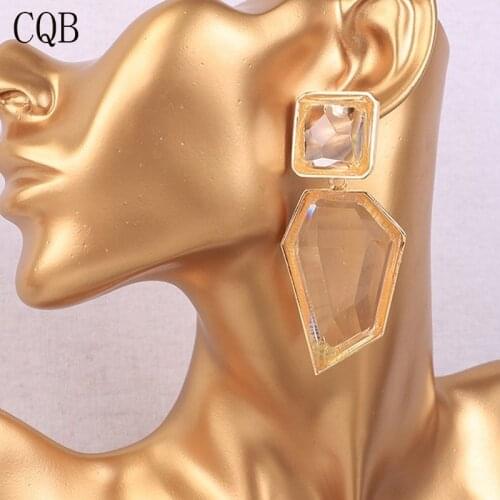 Earrings 2019 Acrylic Geometry Long Speed Selling Lady Fashion New Jewelry Bohemian Gold Korean Crystal Pendant Unique Statement