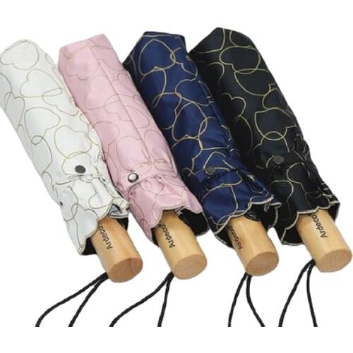 Embroidered Edge UV Protection Sunshade Umbrella, Automatic Three-fold Sun Protection Dual-use Girl Charm Sun Umbrella