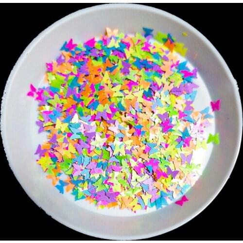 100g/Pack Fluorescence Butterfly Shape Heart Shape Nail Art Glitter Flakes 3D Neon Sequins Polish Manicure Nail Sequins Tips