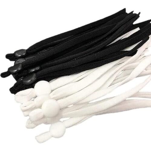 100 Pcs Sewing Elastic Band Cord with Adjustable Buckle Stretchy Mask Earloop Lanyard Earmuff Rope DIY Making Supplies