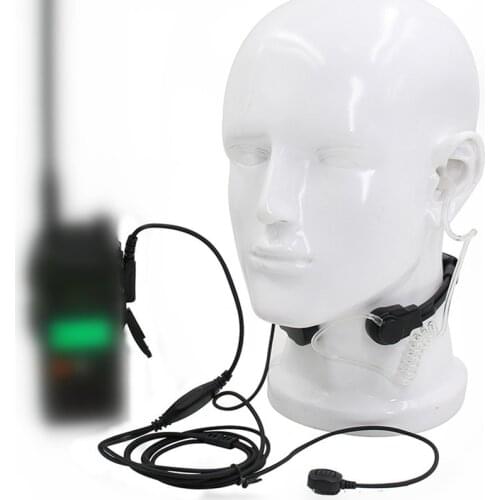 2 Pin Throat Mic Walkie Talkie Earpiece Covert Acoustic Tube Finger PTT Headset for Baofeng UV-5R BF-888S RT22