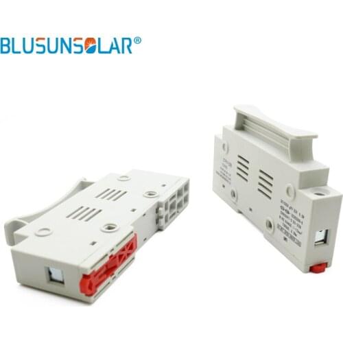 2PCS Solar Fuse holder 1500V DC wire fusible 10X85 gPV Din Rail for solar pv system protection