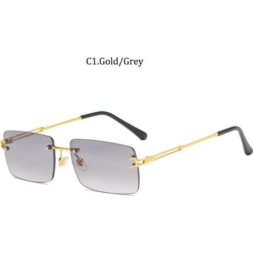 2021 fashion stylish rimless rectangle style gradient sunglasses female vintage retro rivets brand design sunglasses