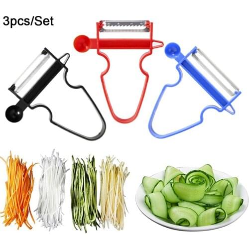 3pcs Vegetable Peeler Stainless Steel Blade Swivel Slicer Julienne Cutter Potatoes Carrots Grater Noodles Shredder Tools Set