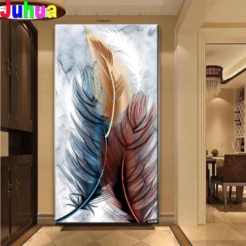 5D DIY Diamond Embroidery Picture Colored feathers Of Rhinestone Diamond Painting Cross Stitch Mosaic Abstract Wall art H633