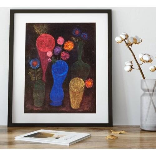 Paul Klee Abstract Art Painting Vintage Classic Poster Flowers in Glasses Gallery Wall Art Picture Canvas Prints Home Wall Decor