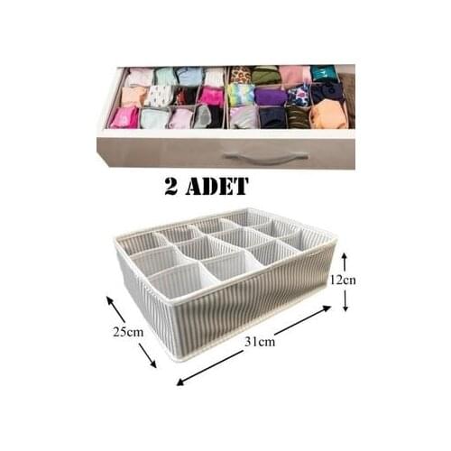 AL-HOME ROYALHOUSE 2 Pcs 12 Compartments Organizer Drawers Inside Regulator Gray-white 7552-2LI-GRI-BEYAZ