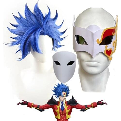Anime SK8 The Infinity Adam Shindo Ainosuke Cosplay Wig Adams Blue Short Hair Blindfold Women Man Wig SK Eight Cos mask Props