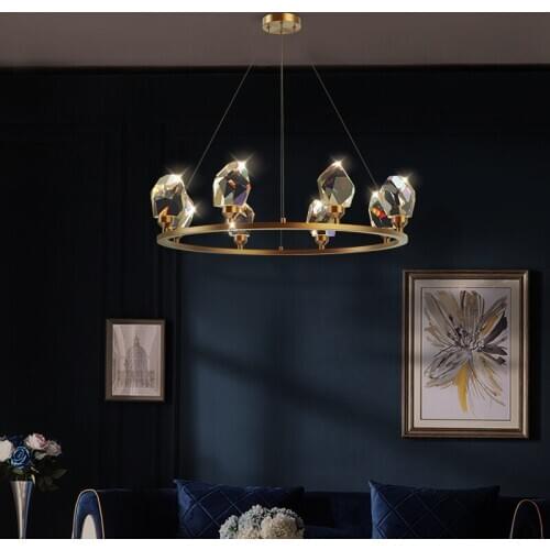 Art Deco Postmodern Copper Crystal Designer LED Suspension Luminaire Lampen Pendant Lights.Pendant Lamp.Pendant light For Foyer