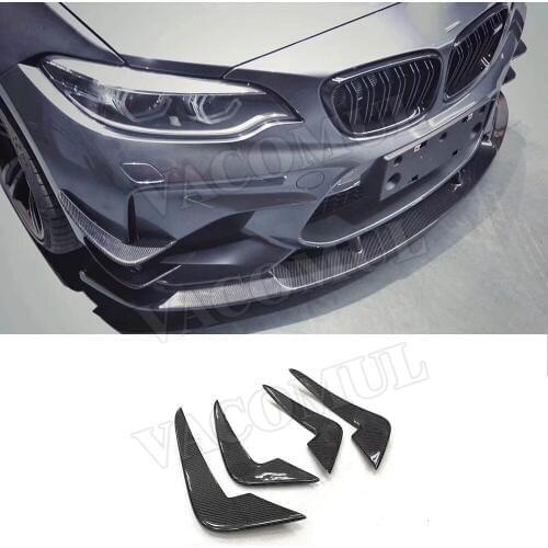 2 Series Carbon Fiber Front Bumper Side Canards Fin Flaps Trims for BMW F87 M2 2016 2017 2018 Car Styling
