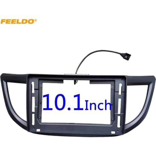 FEELDO Car Audio 10.1" Big Screen Fascia Frame Adapter With Lamp Panel For Honda CRV 2Din Dash Fitting Panel Frame Kit #HQ3341