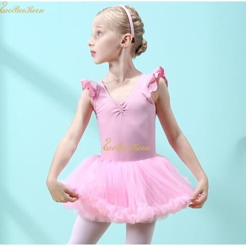 Ballet Tutu Dress Dance Costume Ballet Leotard Gymnastics Leotard Ballerina Short Sleeve Pink/purple Tutu Dance Wear For Girl
