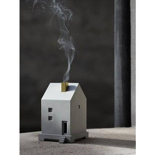 Concrete Small House Incense Burner Cement
