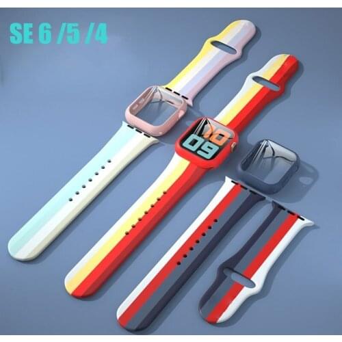Case+strap for Apple Watch 6 SE 5 4 Band 44mm 40mm IWatch BAND 42mm 38mm Sport Watchband Slicone Belt Bracelet Apple Watch Strap