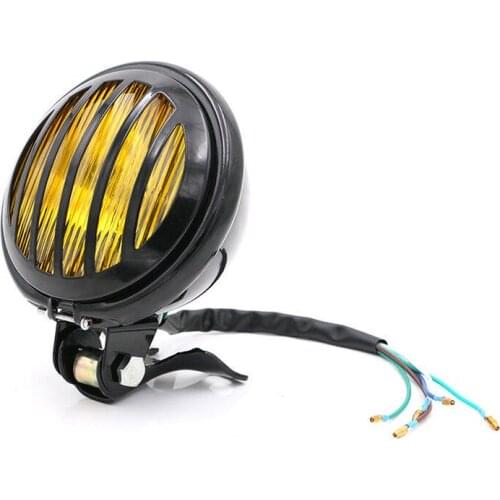 Black Grill Retro Vintage Cafe Racer Bracket Headlight Choppers Cruiser Custom