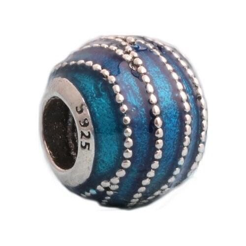 DoDoFly Authentic 925 Silver Blue vortex beads Fit Original charms Bracelet Necklace Pendant