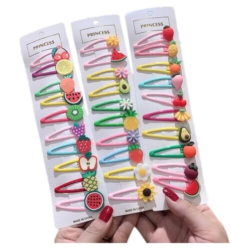 FOCUSNORM 5 Style Infant Kids Girls Hair Pins Lovely Fruit Flower Hair Clips Hair Barrettes Styling Tools for Girls Women