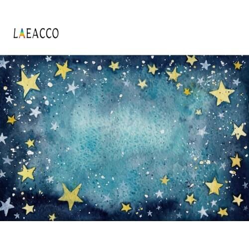 Laeacco Blue Gradient Stars Graffiti Birthday Photography Backgrounds Photo Backdrops Baby Shower Photophone For Photo Studio