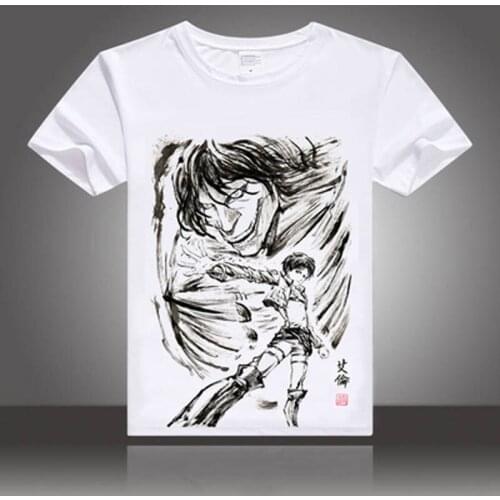 Japan Anime Attack on Titan cosplay t-shirt Eren Jaeger men tshirt ink painting cotton Tees Tops