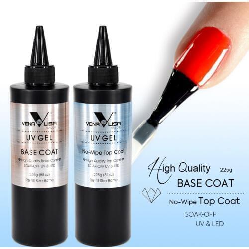 New nail gel 225 grams 8fl.oz no wipe topcoat nail gel polish big jar base coat soak off led nail gel