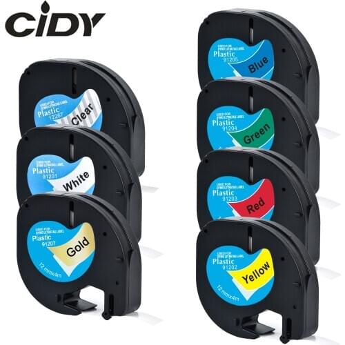 7pcs 12267 91201 91202 91203 91204 91205 91207 label tape for LT-100H label maker 12mm dymo letratag 91201 91331 ribbon cassette