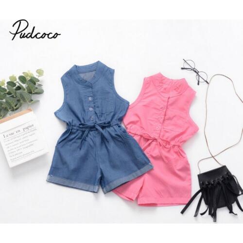 Cute Girls Rompers Summer Sleeveless Solid Girls Jumpsuit Baby Sunsuit Newborn Playsuit Toddler Infant Clothing