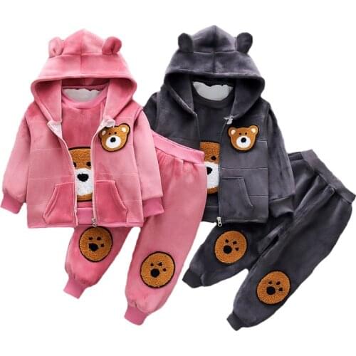 1 2 3 4 Year 3Pcs Winter Warm Kids Clothing Set Bear Thick Heavy Suit For Boys And Girls Toddler Childrren Christmas Present