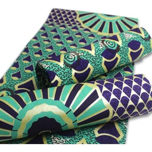 Hot Selling African Golden Prints Real Wax Fabric Cotton Material No Fade High Quality For Wedding Dress