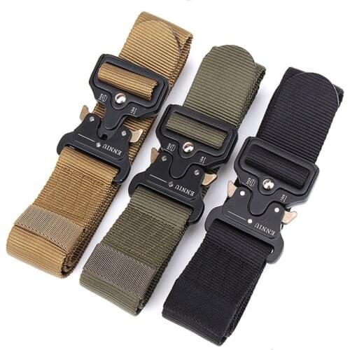 US Army Combat Tactical Belt Men Thicken Metal Buckle Nylon Military Belts Heavy Duty Molle Carry Waist Gun Belt 4.3cm Width