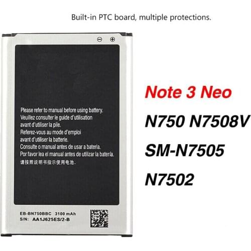 Original EB-BN750BBC Battery for Galaxy Note 3 Neo N750 N7508V N7502 SM-N7505 with NFC 3100mAh