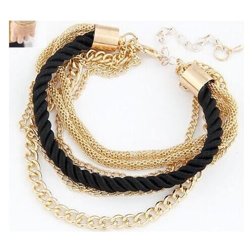 Bohemian Temperament Woven Gold Color Chain Braided Rope Multilayer Bracelet Women Jewelry Accessories 2020