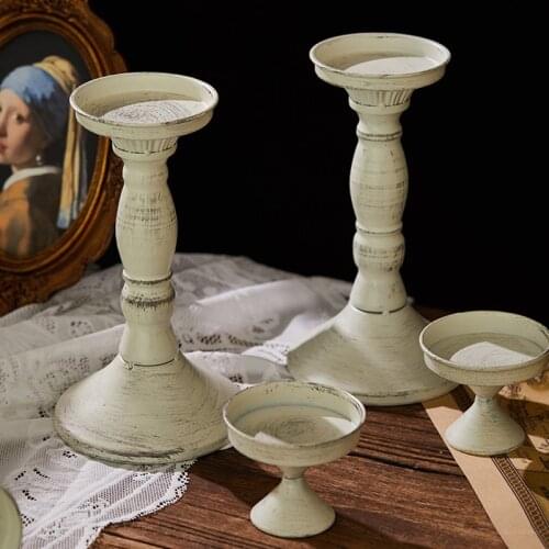 French Retro White Iron Candlestick Vintage Candle Stick Rack Home Decoration Wedding Party Candle Holder Photography Props