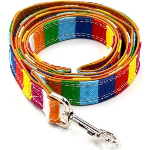 Cheap Shipping Colorful Canvas+ PU Leather Pet Dog Leash Pet Lead Small Medium Sized Dog Lead Pet Walking Leash S L 2.5*120cm