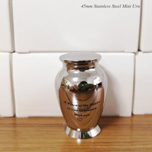 Custom Engrave Stainless Steel Mini Keepsake Urn to Put Small amount of Loved One Cremains-A piece of my heart Cremation Urn