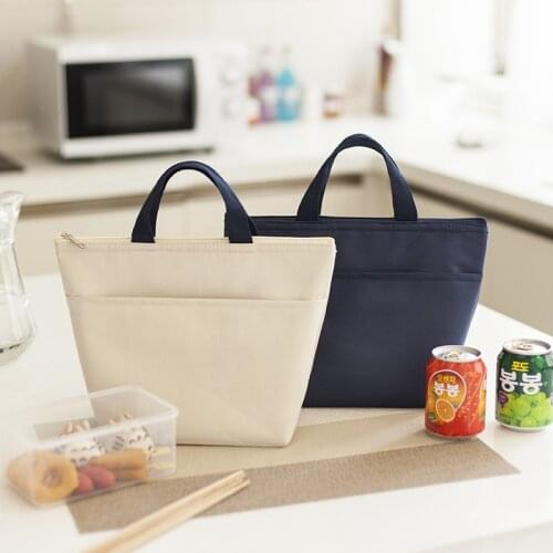 1 pcs New thickened portable waterproof lunch bag insulation bag Oxford cloth handbag picnic bag lunch bag solid color