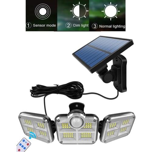 138 led seperable remote Solar Light Outdoor Solar Lamp PIR Motion Sensor 3 mode waterproof garden garage security lighting spot
