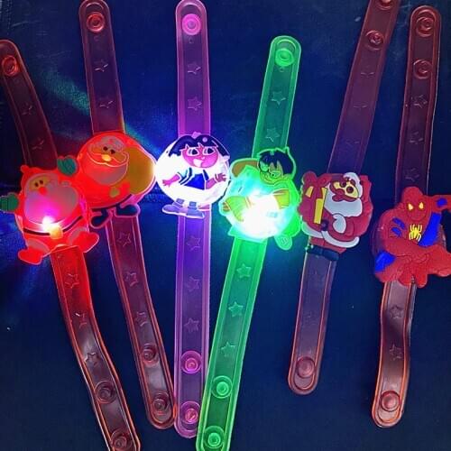 6PCS Flash Gyro Watch Luminous Ring Glow Bracelet Night Light Creative Colorful Cartoon Toys LED for Kids Gifts