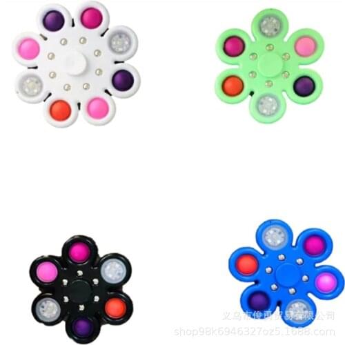 Luminous LED light Fidget Spinner Push Pop Bubble Glow in Dark EDC Figet Spiner Finger Stress Relief Toys