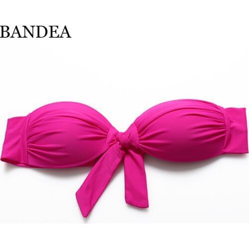 Bikini Top 2019 New Womens Candy Color Bandeau bikini Bow Swimsuit Bathing Suit Biquini Swimwear Strappy Bra