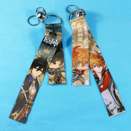 Genshin Impact Ribbon Cosplay Anime Zhongli Tartaglia Keqing Klee Ganyu Kawaii Pendants