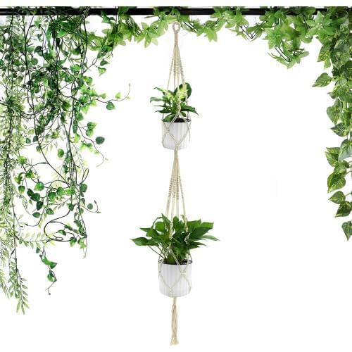 WITUSE 1PC Macrame Plants Hanger Hook 4 Legs Retro Flower Pot Hanging Rope Holder String Home Garden Balcony Decoration Wall Art