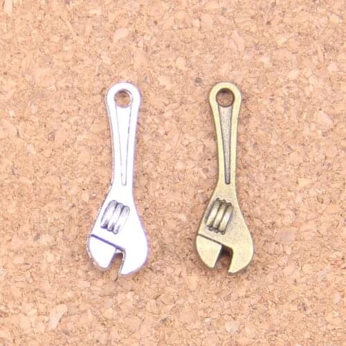 126pcs Charms spanner wrench tool 24x7mm Antique Pendants,Vintage Tibetan Silver Jewelry,DIY for bracelet necklace