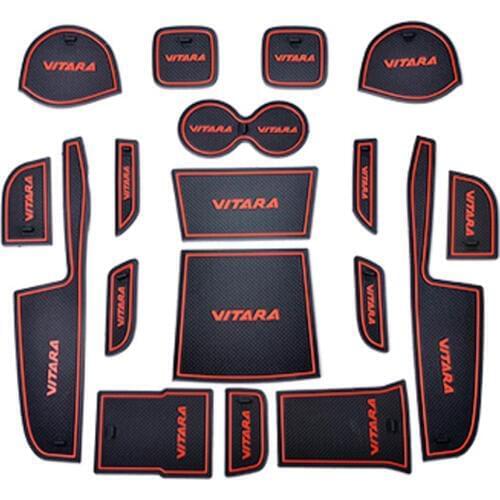 Car styling Cup mat door anti-slip mat Interior modification sticker Car Accessories For Suzuki Vitara 2015 2016 2017 2018