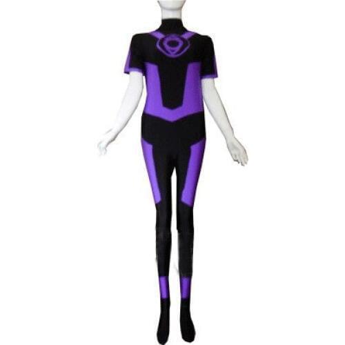 Free Shipping Lantern Corps - Special Version Purple Lantern Short Sleeve Zentai Spandex Costume for Halloween