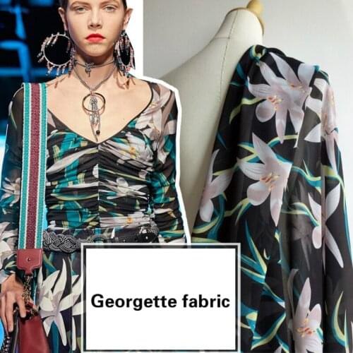 Brand printed polyester georgette fabric cloth 145 cm width see-through womens shirt dress clothing fabric alibaba express