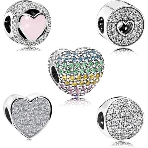 Blingbling crystal charms high quality bead fit original pandora jewelry bracelet 3mm snake chain bangle for women gift