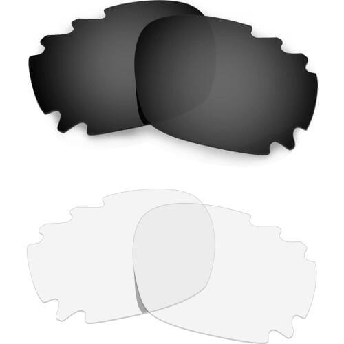 HKUCO For Jawbone Asian Fit Vented Sunglasses Replacement Polarized Lenses 2 Pairs - Black & Transparent
